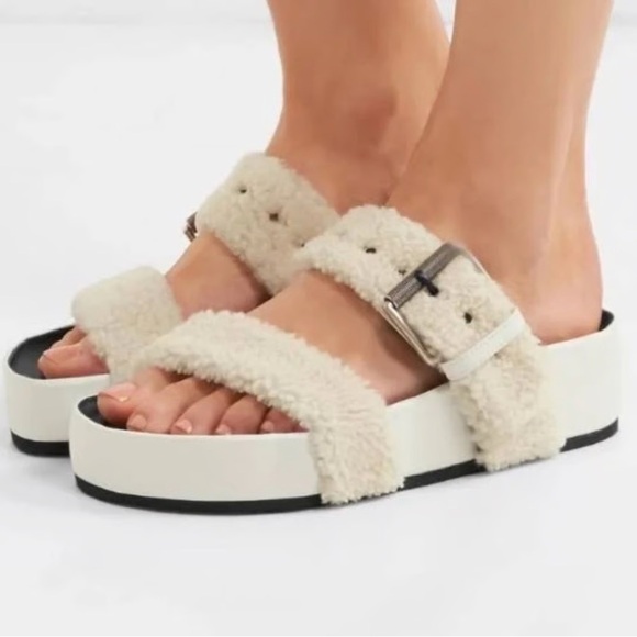 rag & bone Shoes - rag & bone Fluffy Shearling Evin Slide Platforms, size 38